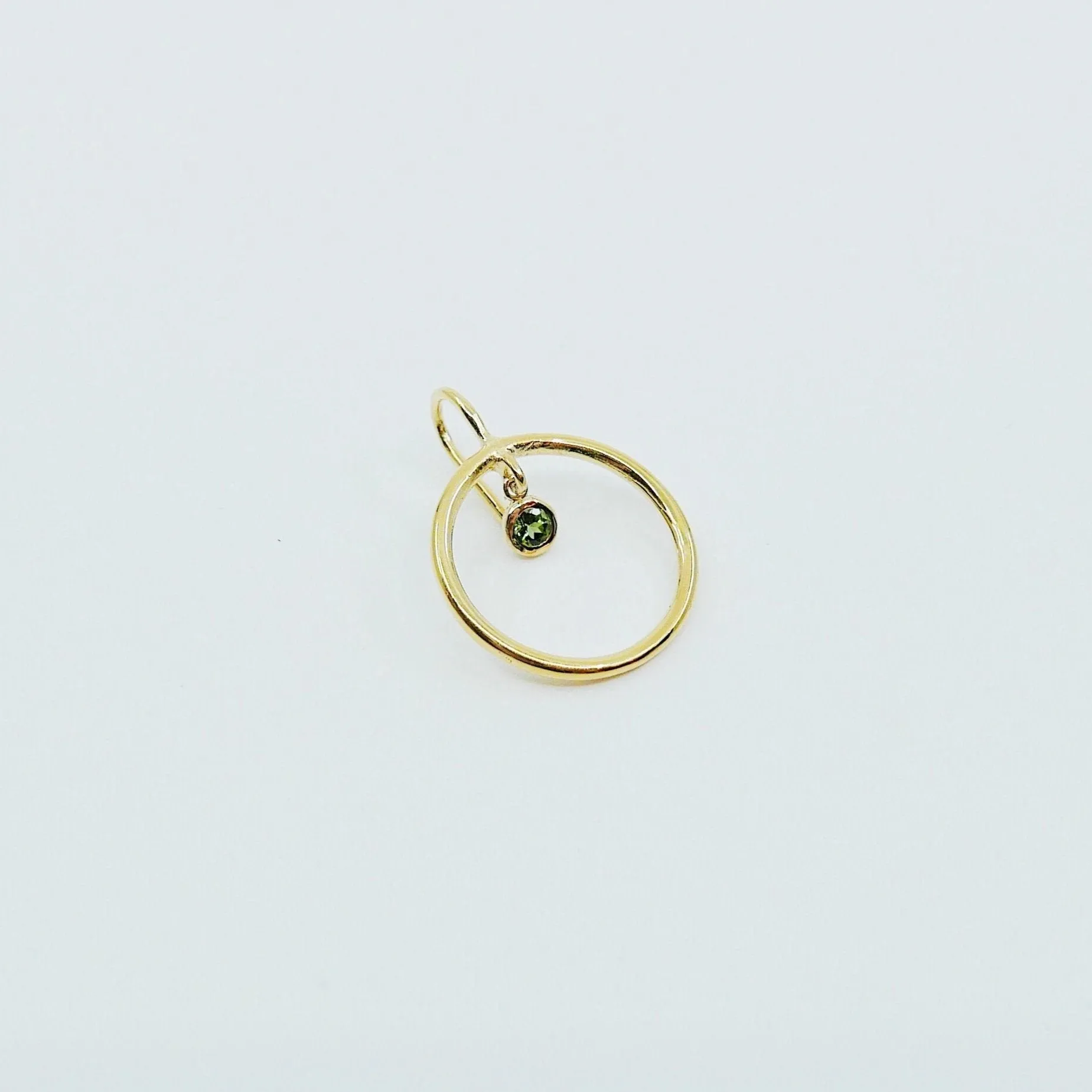 Open Hoop Green Tourmaline Earring