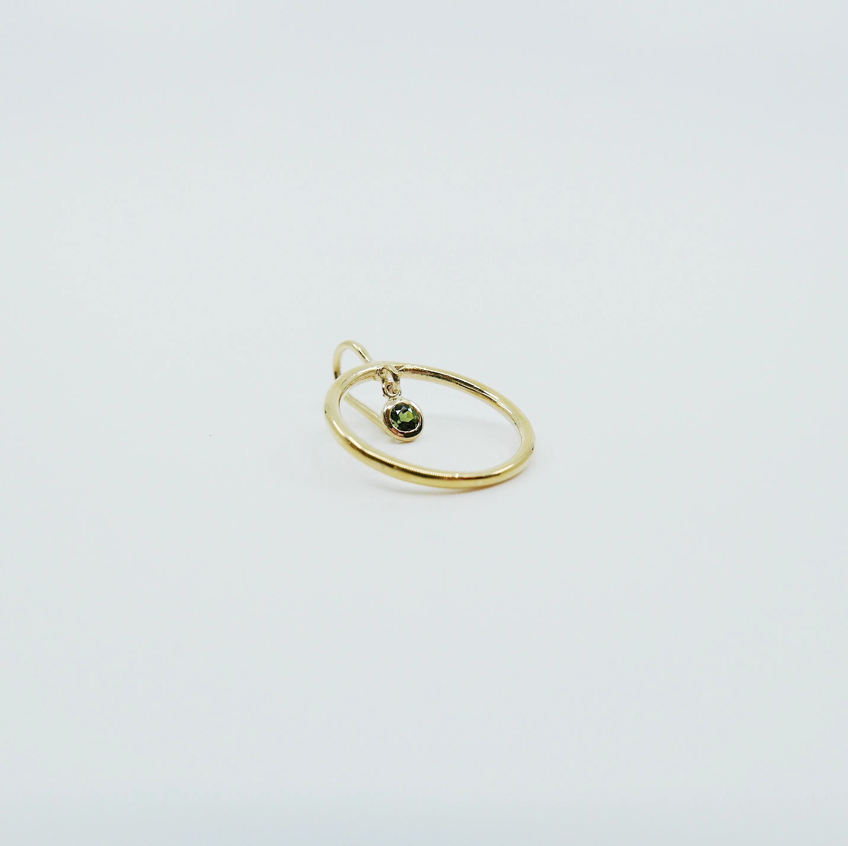 Open Hoop Green Tourmaline Earring