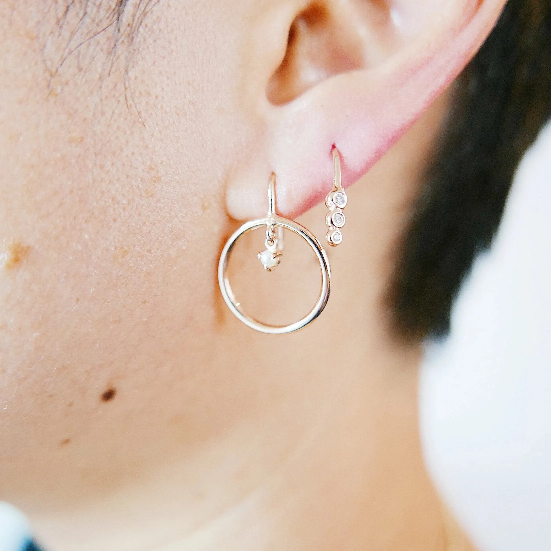 Open Hoop Pearl Earring