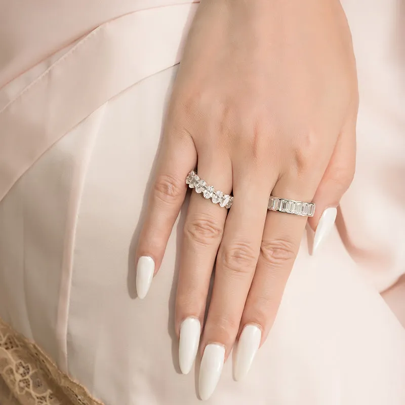 Oval Cut Created White Diamond Full Eternity Ring