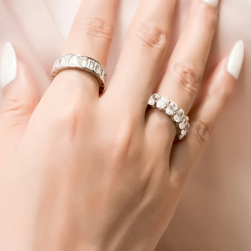 Oval Cut Created White Diamond Full Eternity Ring