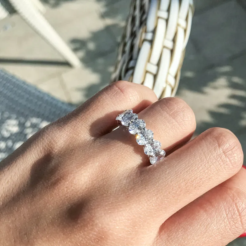 Oval Cut Created White Diamond Full Eternity Ring