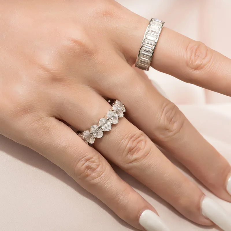 Oval Cut Created White Diamond Full Eternity Ring