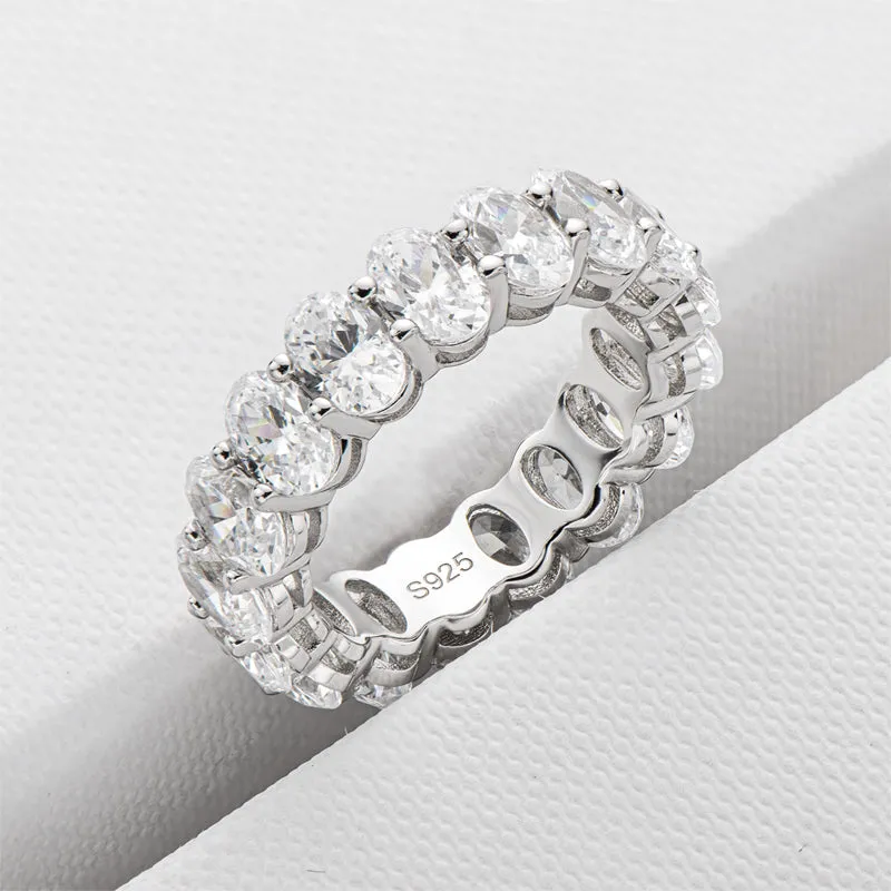 Oval Cut Created White Diamond Full Eternity Ring