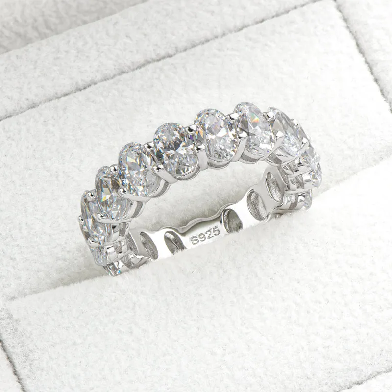 Oval Cut Created White Diamond Full Eternity Ring