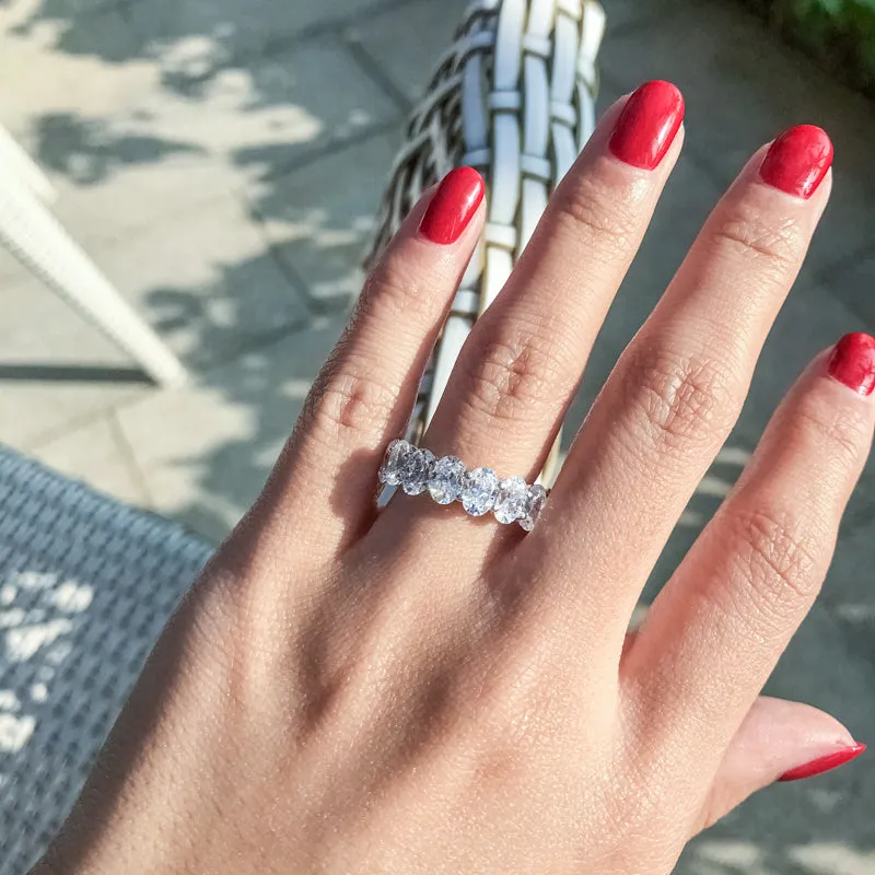 Oval Cut Created White Diamond Full Eternity Ring