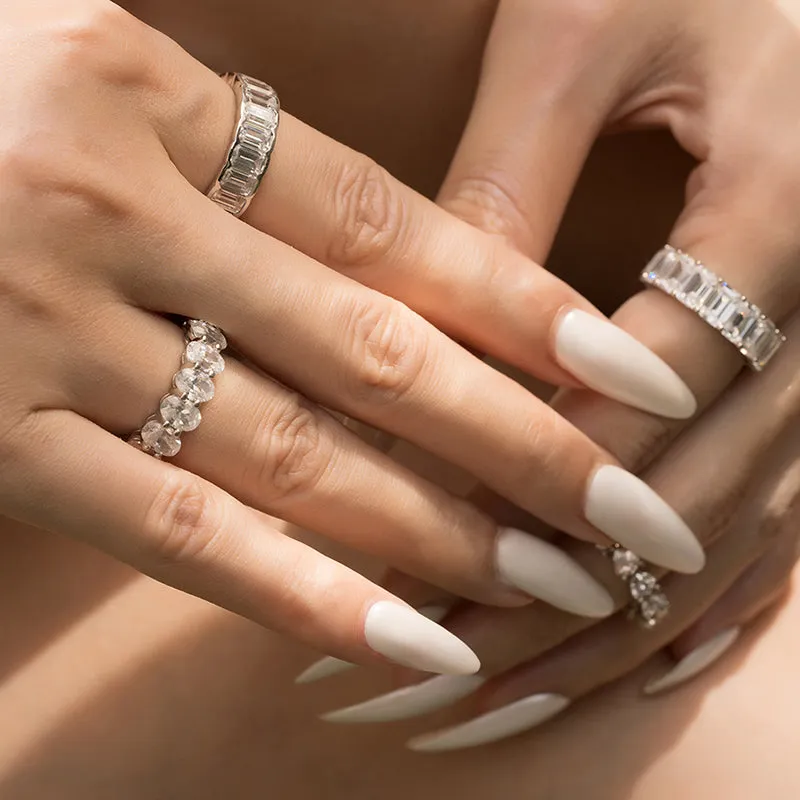 Oval Cut Created White Diamond Full Eternity Ring
