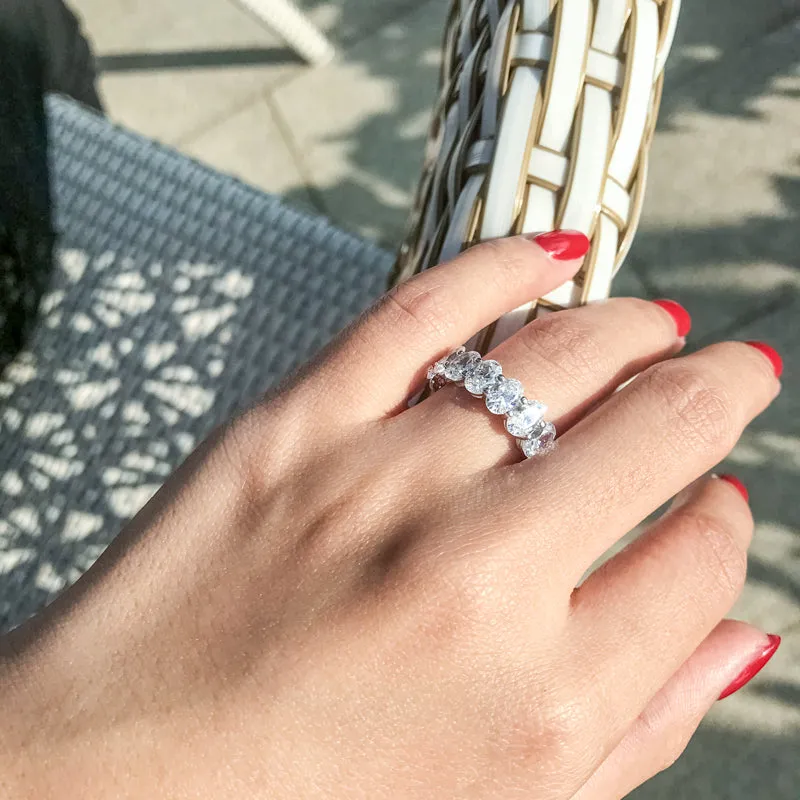 Oval Cut Created White Diamond Full Eternity Ring