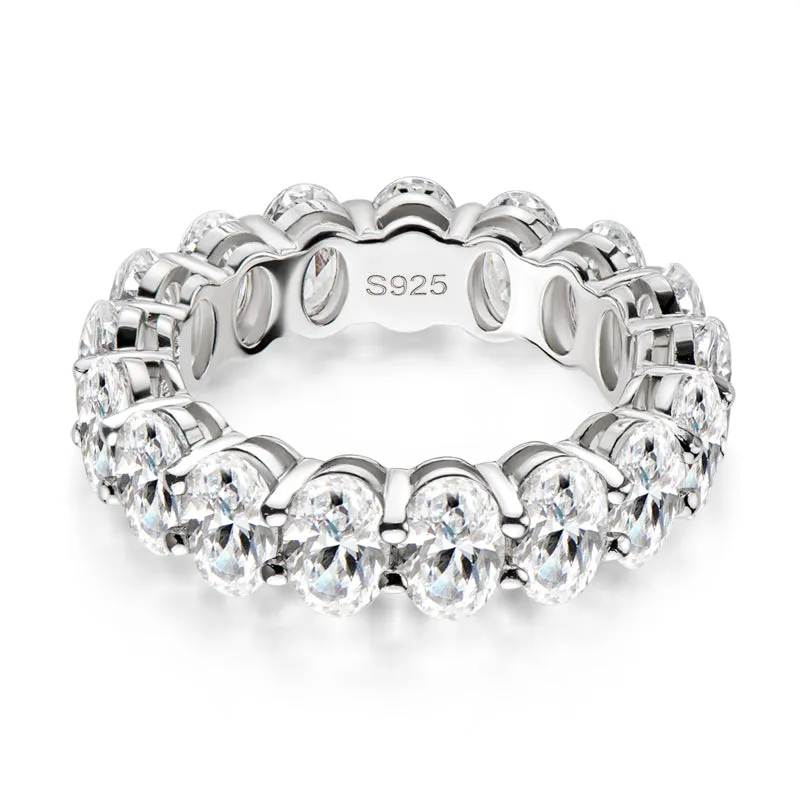 Oval Cut Created White Diamond Full Eternity Ring