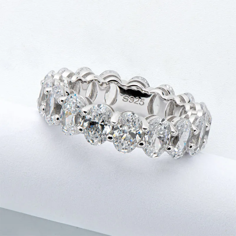Oval Cut Created White Diamond Full Eternity Ring