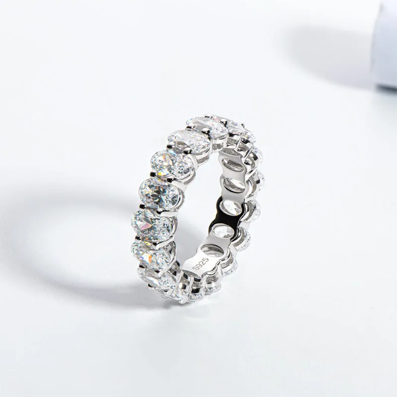 Oval Cut Created White Diamond Full Eternity Ring
