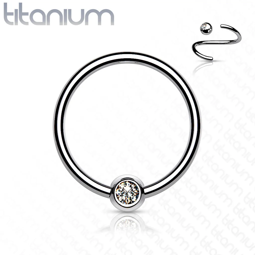 Pair Implant Grade Bezel Set CZ Ball Captive Bead Rings Septum Cartilage