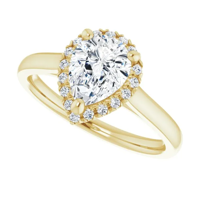 Pear Cut Diamond Halo Engagement Ring