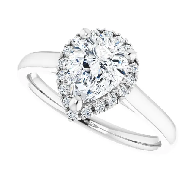 Pear Cut Diamond Halo Engagement Ring