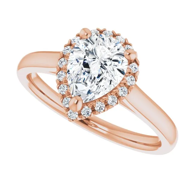 Pear Cut Diamond Halo Engagement Ring
