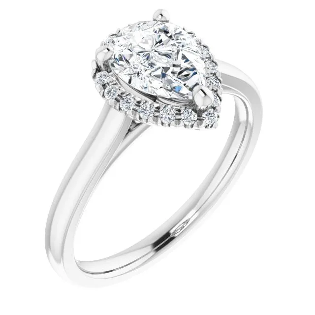 Pear Cut Diamond Halo Engagement Ring