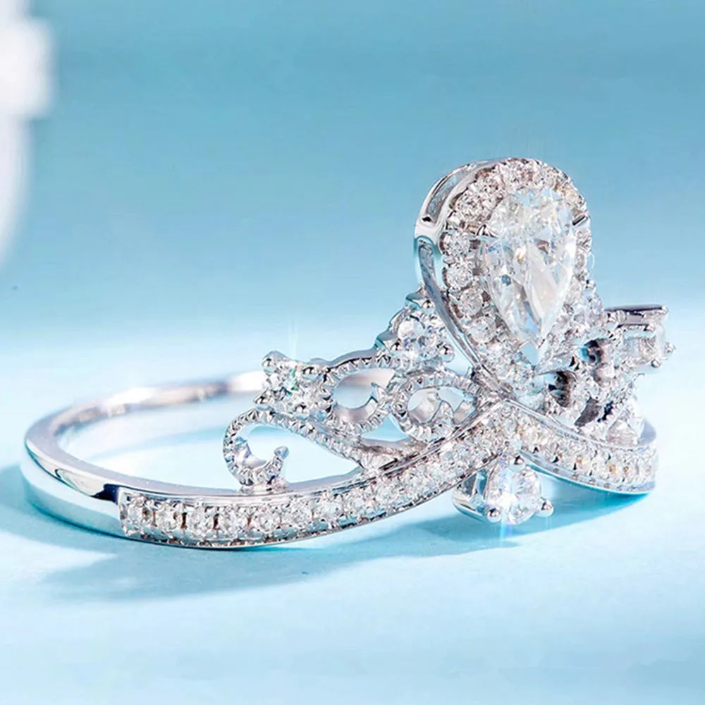 Pear Shaped Diamond Tiara Crown Ring