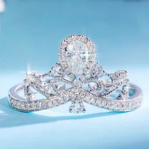 Pear Shaped Diamond Tiara Crown Ring