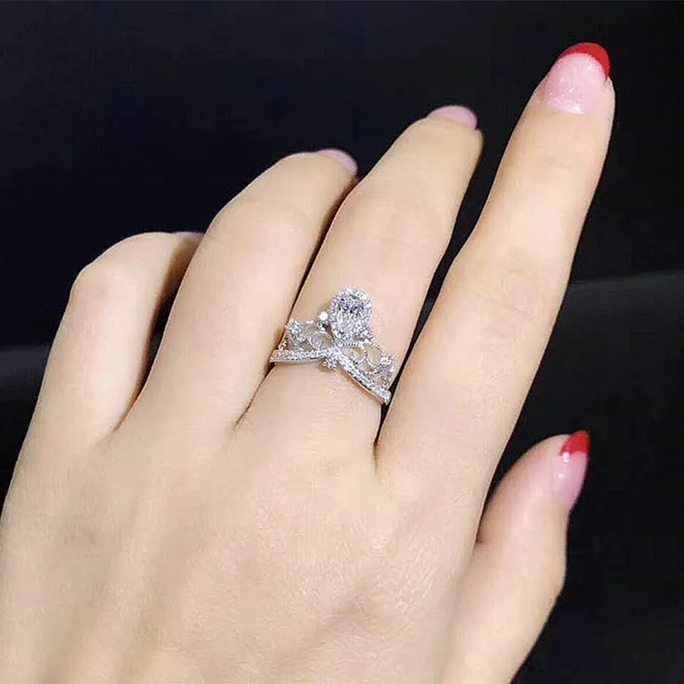 Pear Shaped Diamond Tiara Crown Ring
