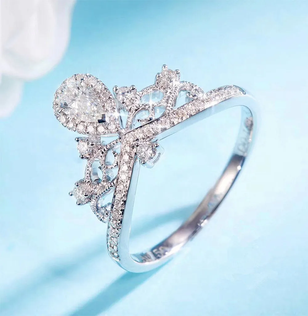 Pear Shaped Diamond Tiara Crown Ring