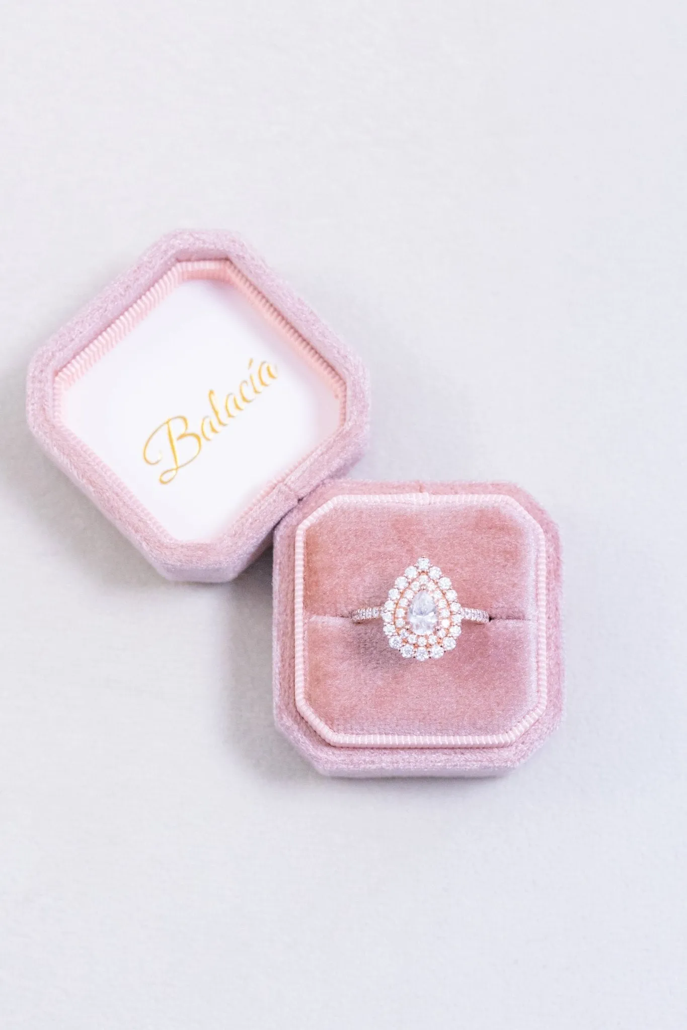 Pear Shaped Moissanite Ring Double Halo Intricate Filigree Design