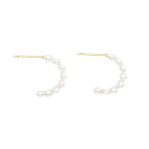 Pearl Huggie Hoop Post Stud Earring