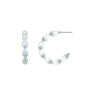 Pearl Open Hoop Earrings