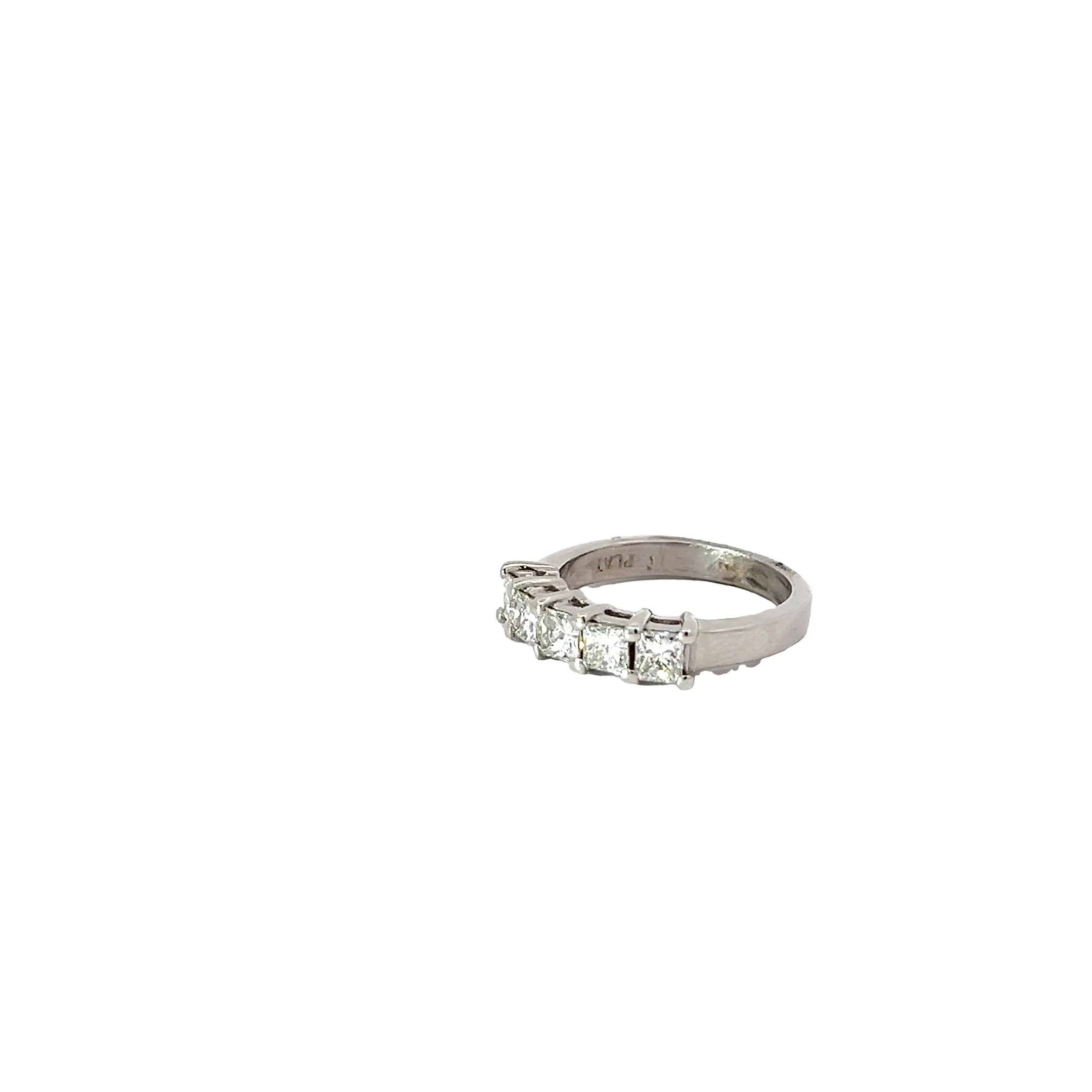 PLATINUM 1 CT F VS2 (5) PRINCESS CUT DIAMOND  ANNIVERSARY RING SIZE 6