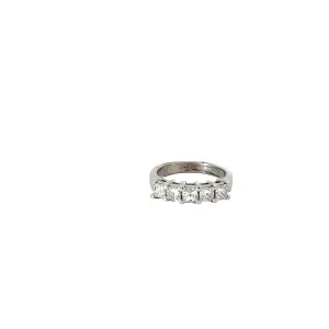 PLATINUM 1 CT F VS2 (5) PRINCESS CUT DIAMOND  ANNIVERSARY RING SIZE 6
