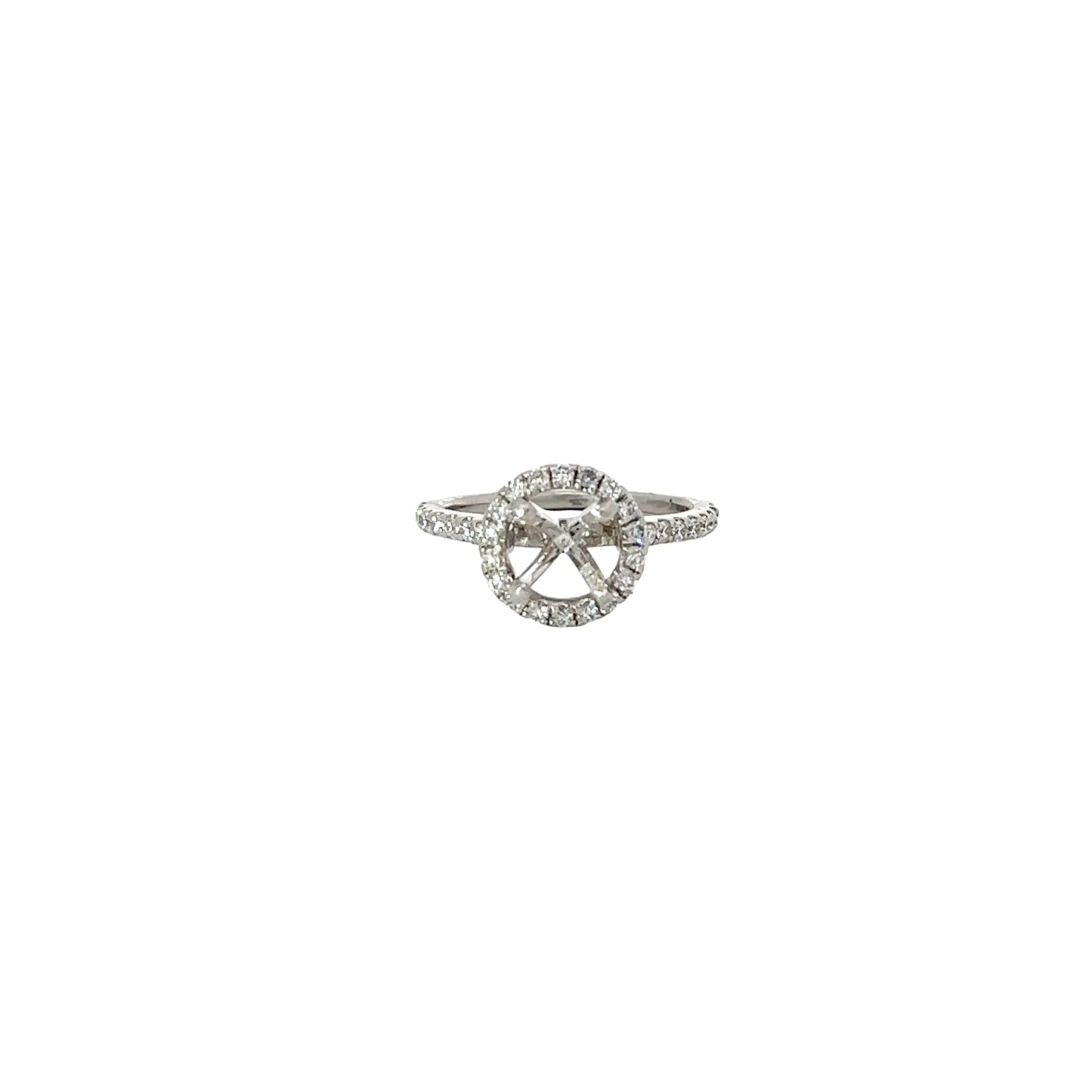 PLATINUM .40CT G VS2 ROUND ENGAGEMENT WITH HALO SEMI-MOUNTING
