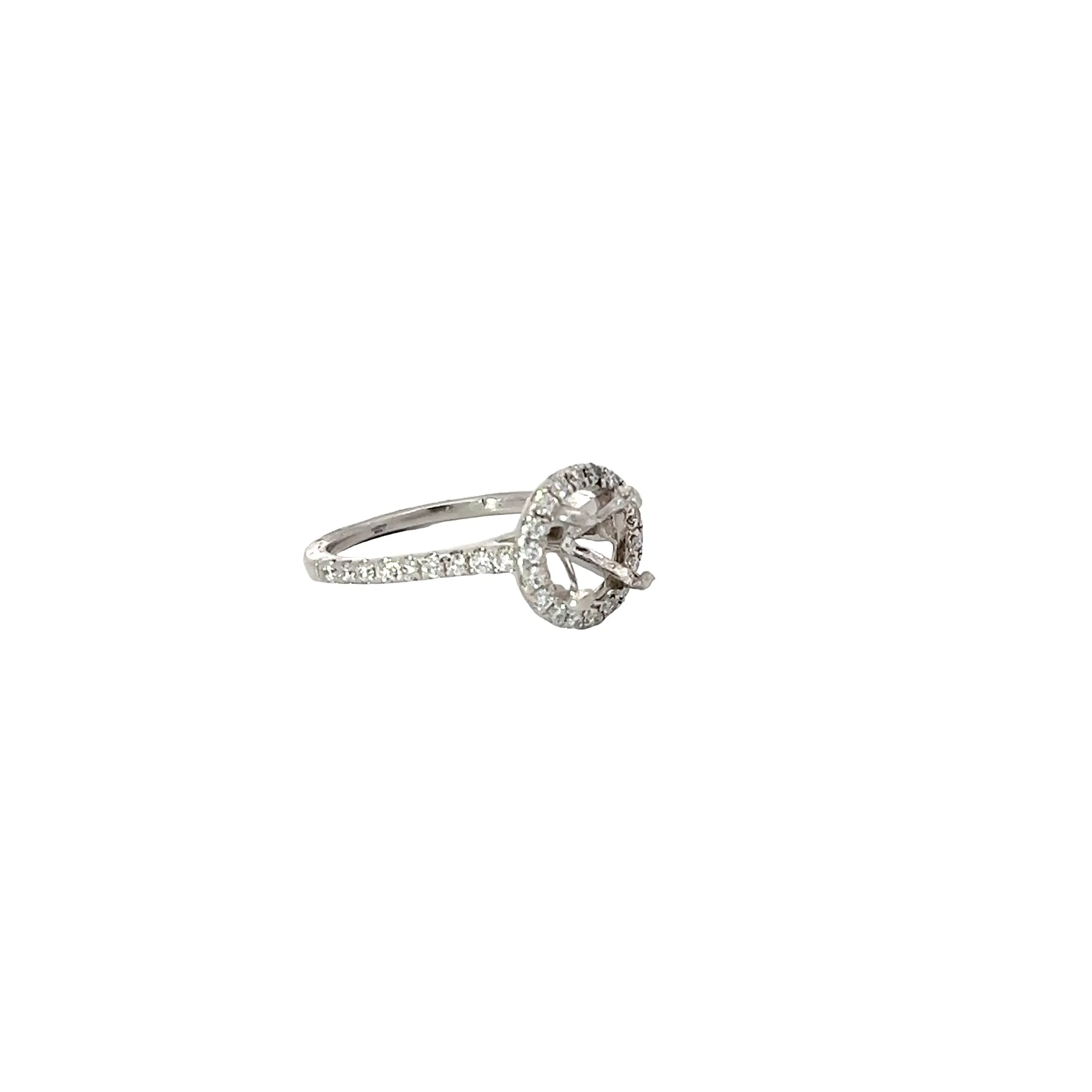 PLATINUM .40CT G VS2 ROUND ENGAGEMENT WITH HALO SEMI-MOUNTING