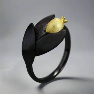 Pomegranate Fruit Leaves & Branch Adjustable Rings