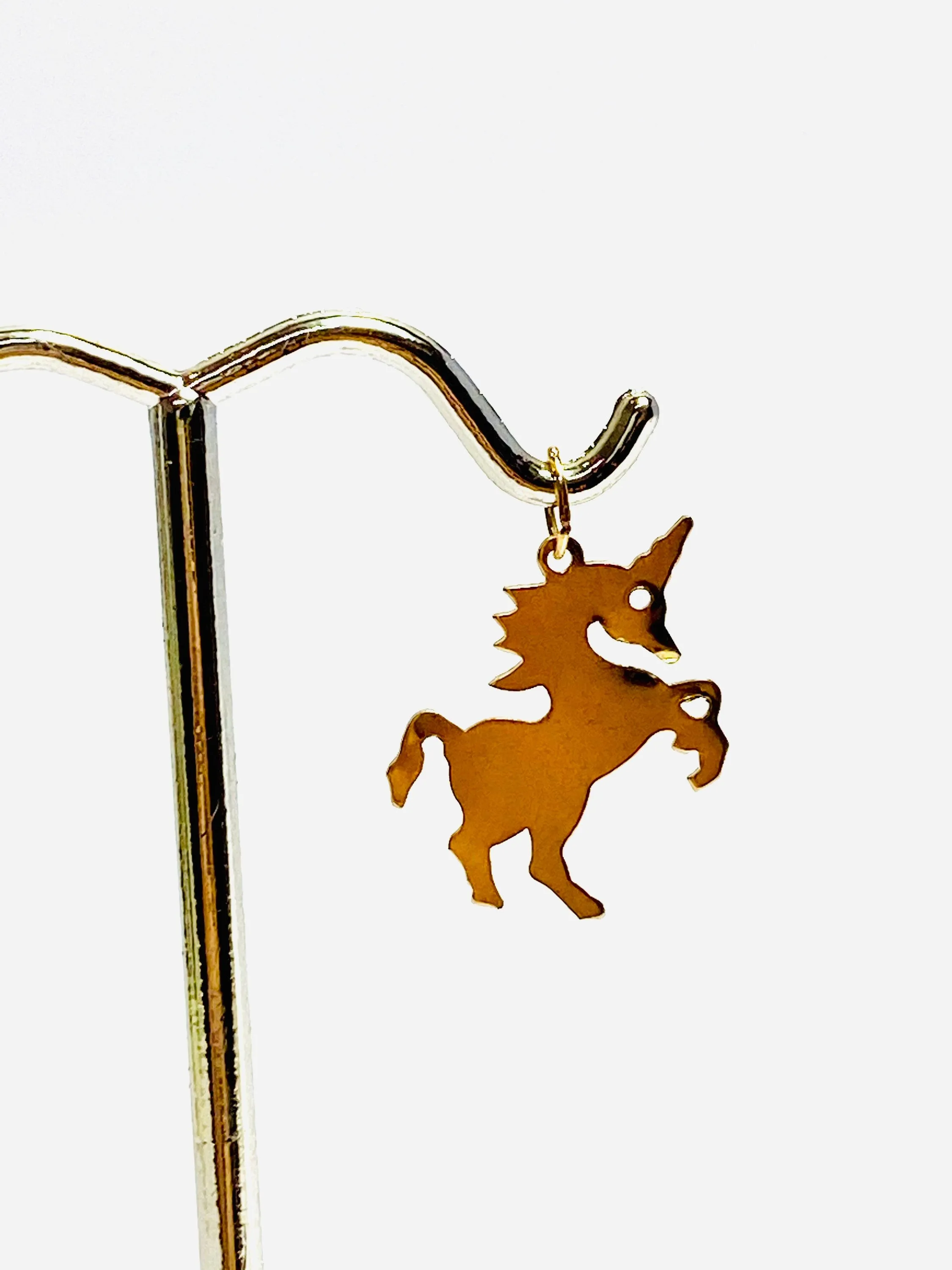 Pretty 14K Gold Fill Unicorn Findings/Charm w/Ring, 16.4mm X 19.9mm, Sku #528-C