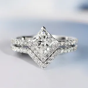 Princess Cut GIA Diamond Engagement Rings Set