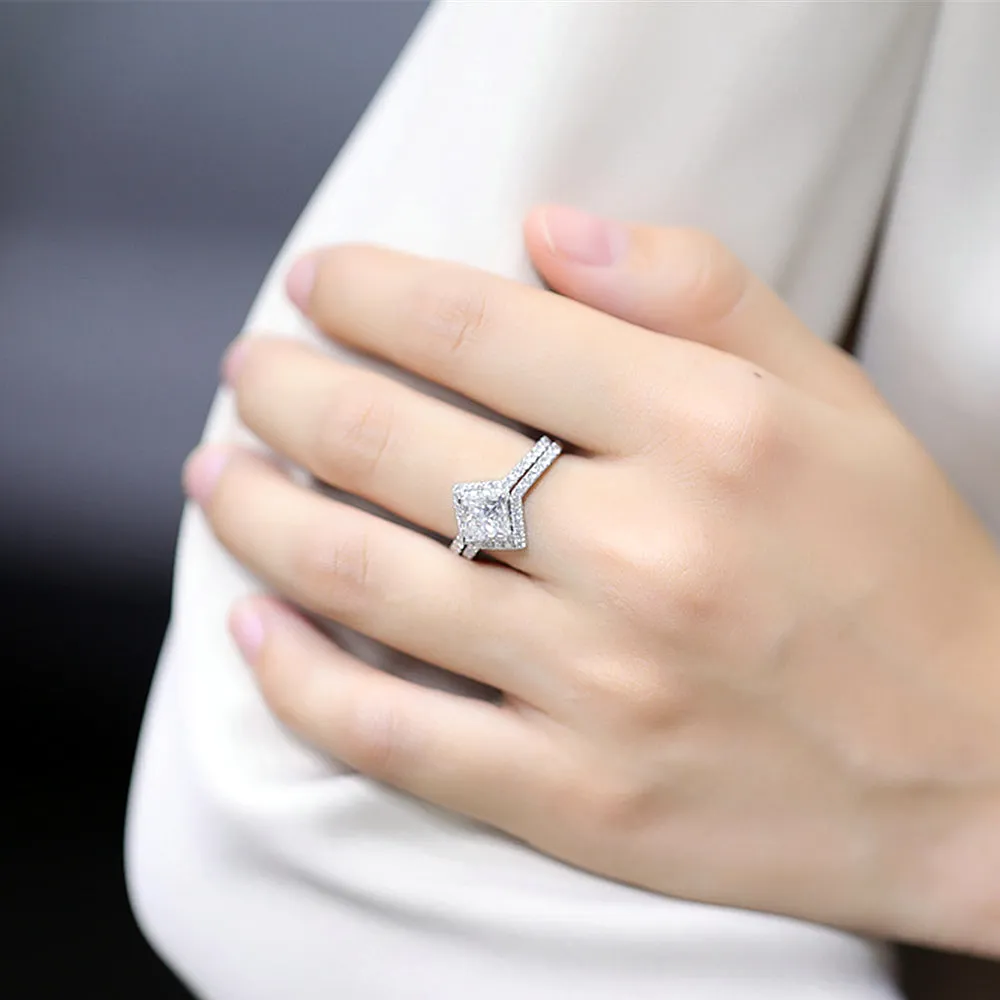 Princess Cut GIA Diamond Engagement Rings Set