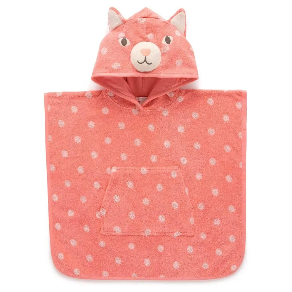 Purebaby Coral Spot Towelling Poncho