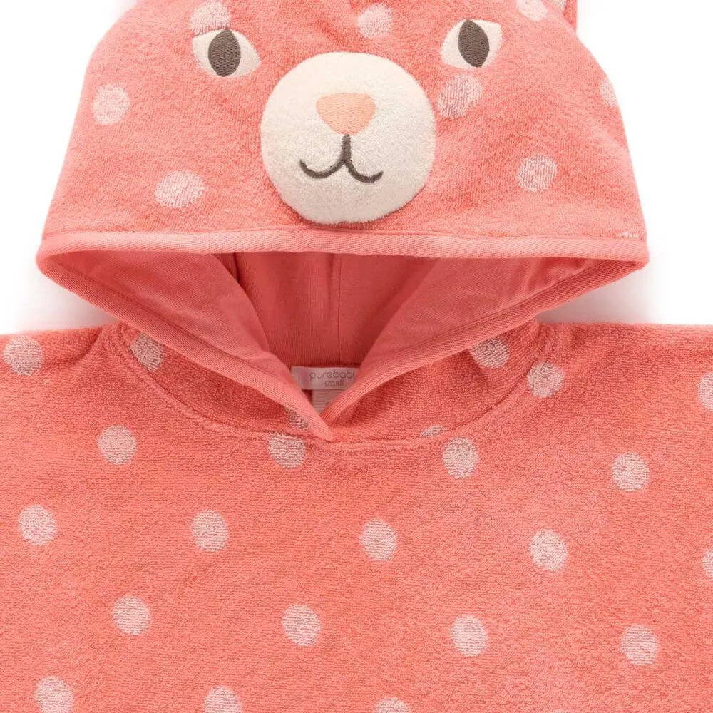 Purebaby Coral Spot Towelling Poncho
