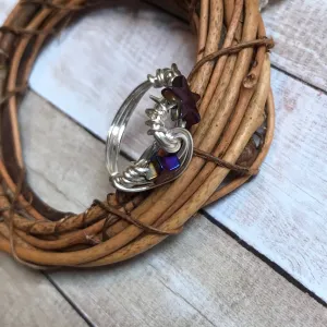 Purple hematite star cocktail ring