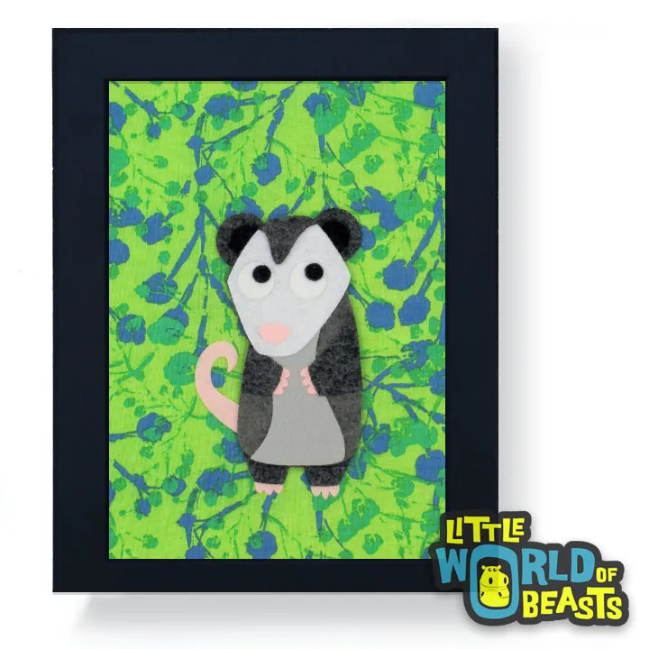 Quigley the Opossum Framed