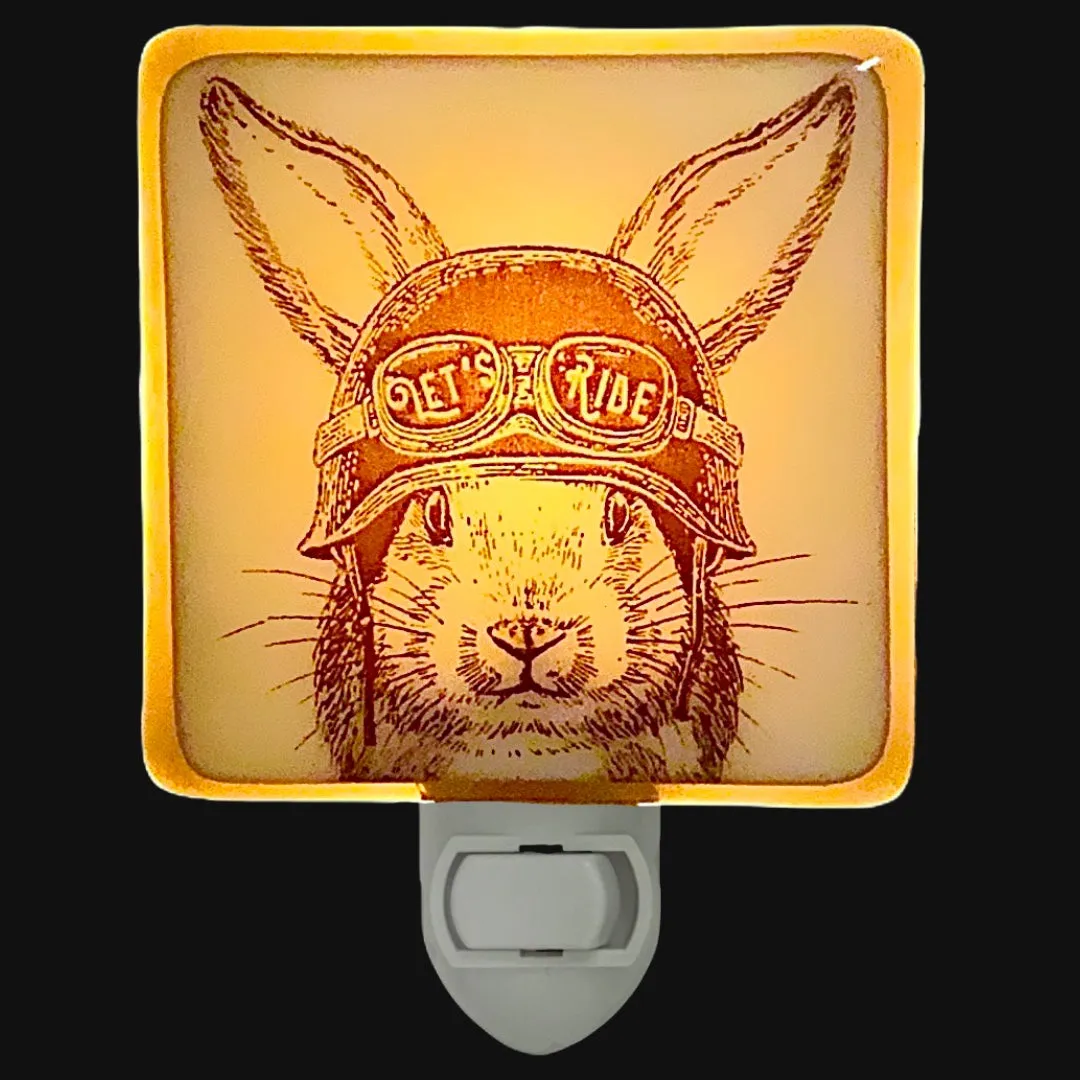 Rabbit with Motorcycle Helmet “Let’s Ride” Night Light