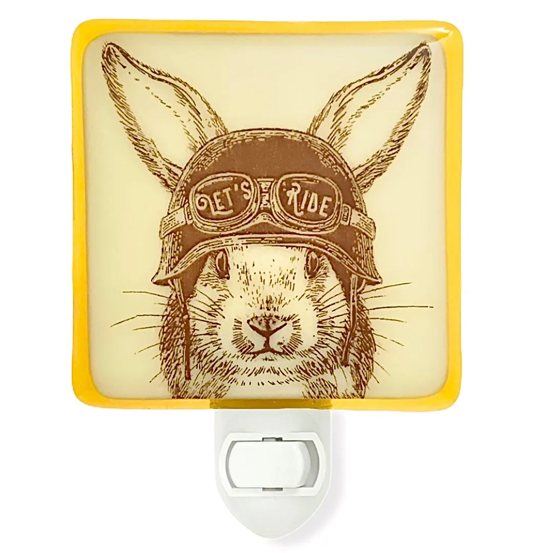 Rabbit with Motorcycle Helmet “Let’s Ride” Night Light