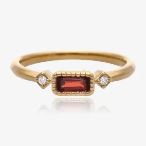 Radiant Elegance: Diamond Accented Gold Birthstone Ring