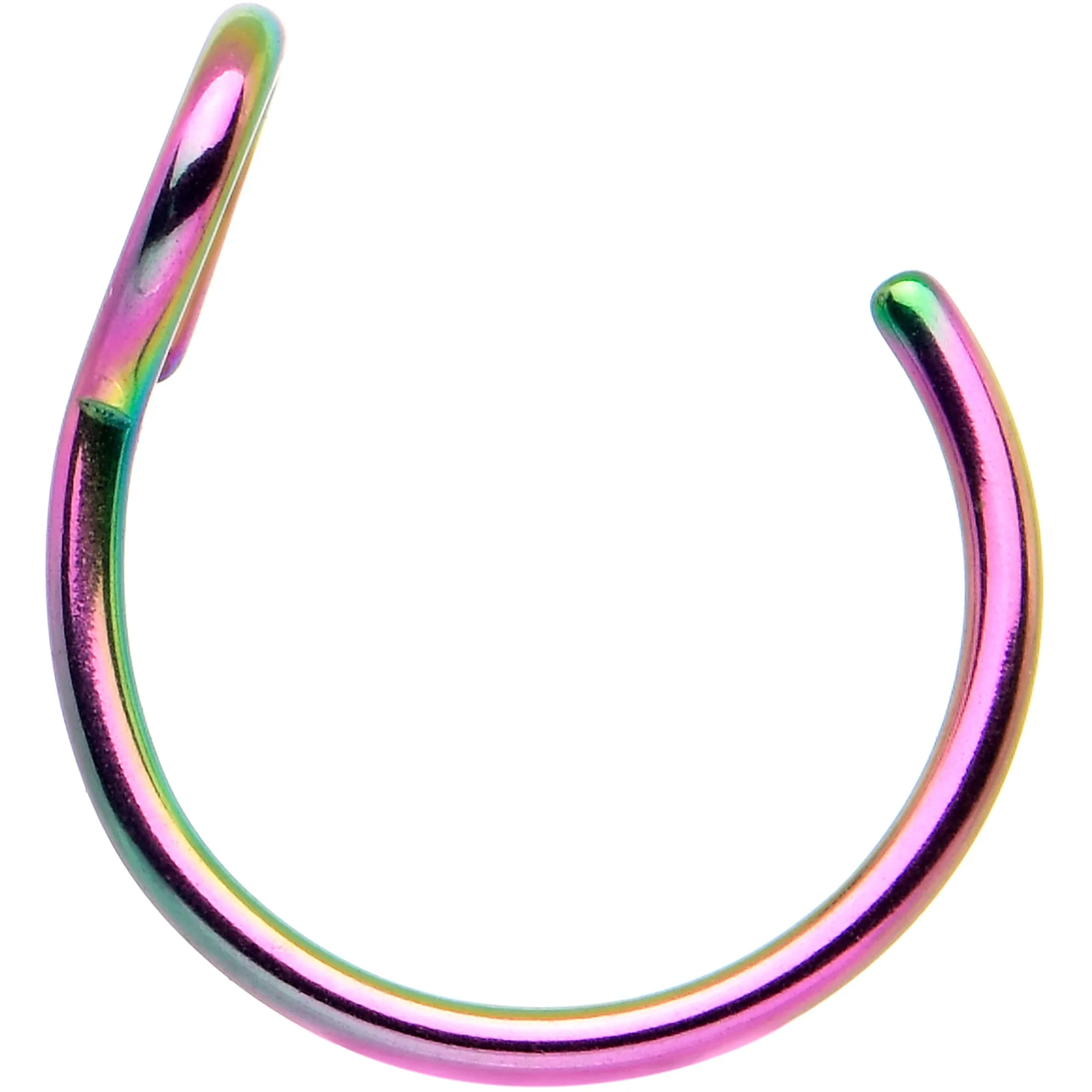 Rainbow Stainless Steel Clip on Hoop Fake Nose Ring
