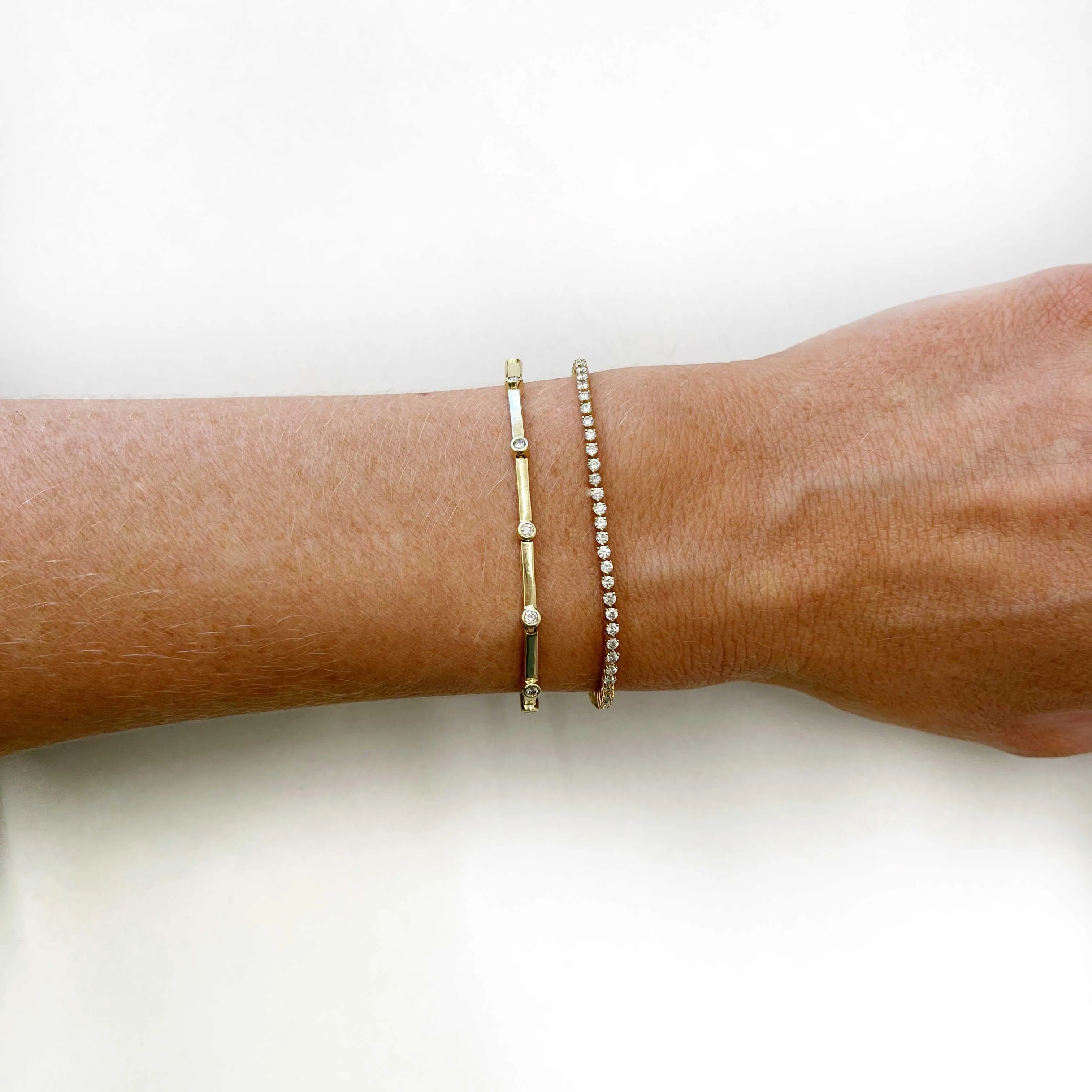 Rectangle Diamond Link Bracelet