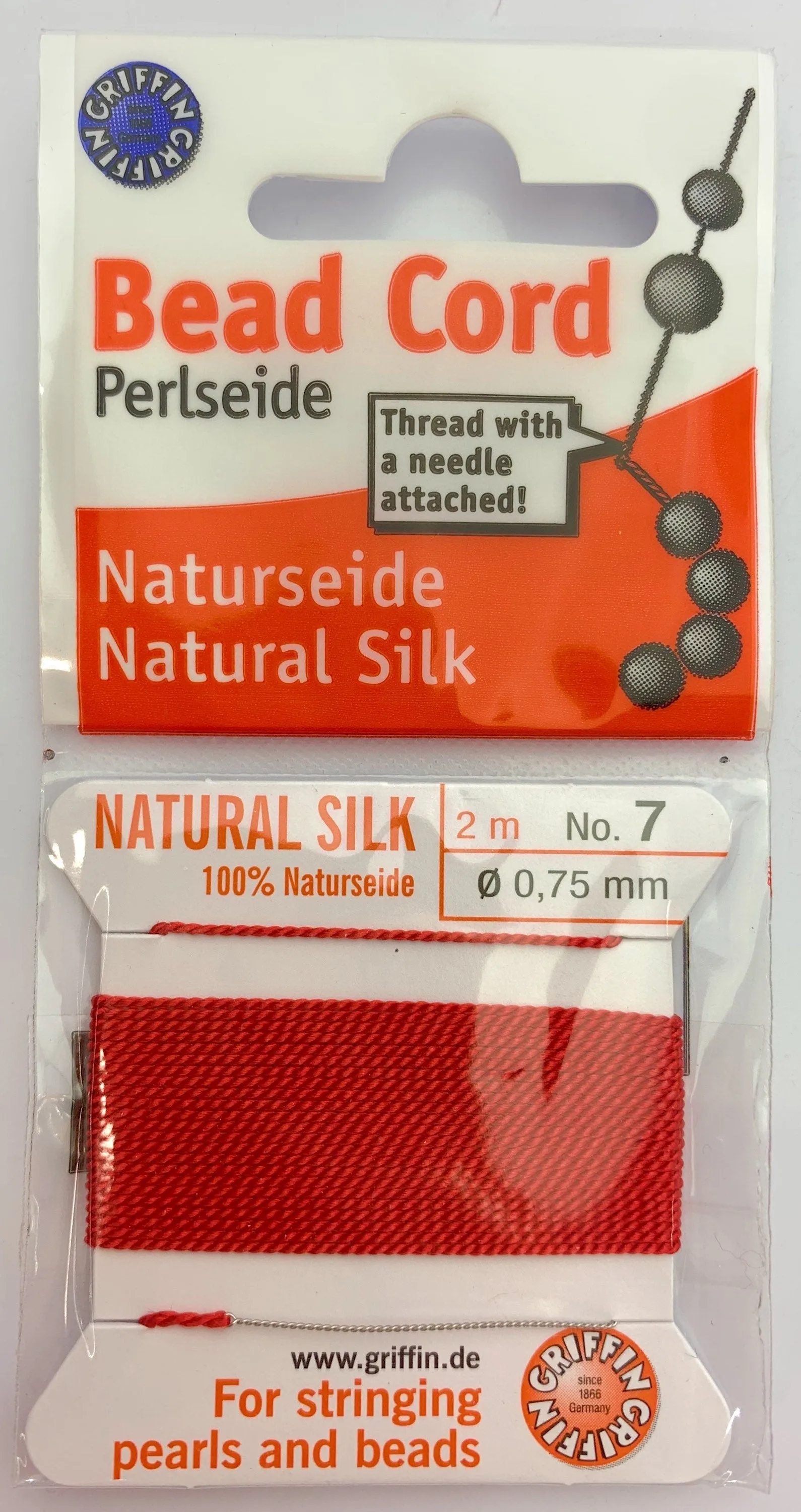 Red Bead Cord - Perlseide