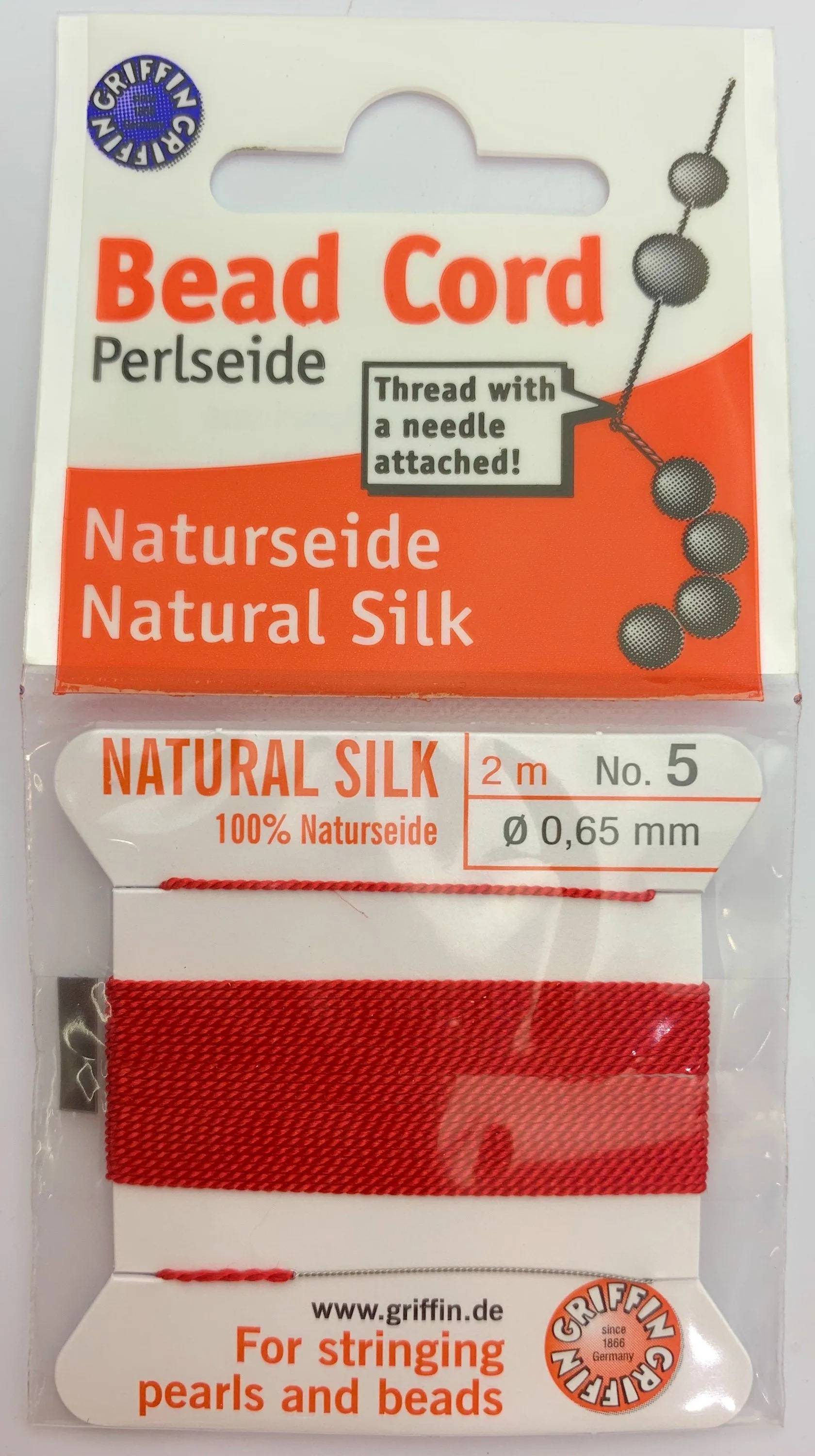 Red Bead Cord - Perlseide