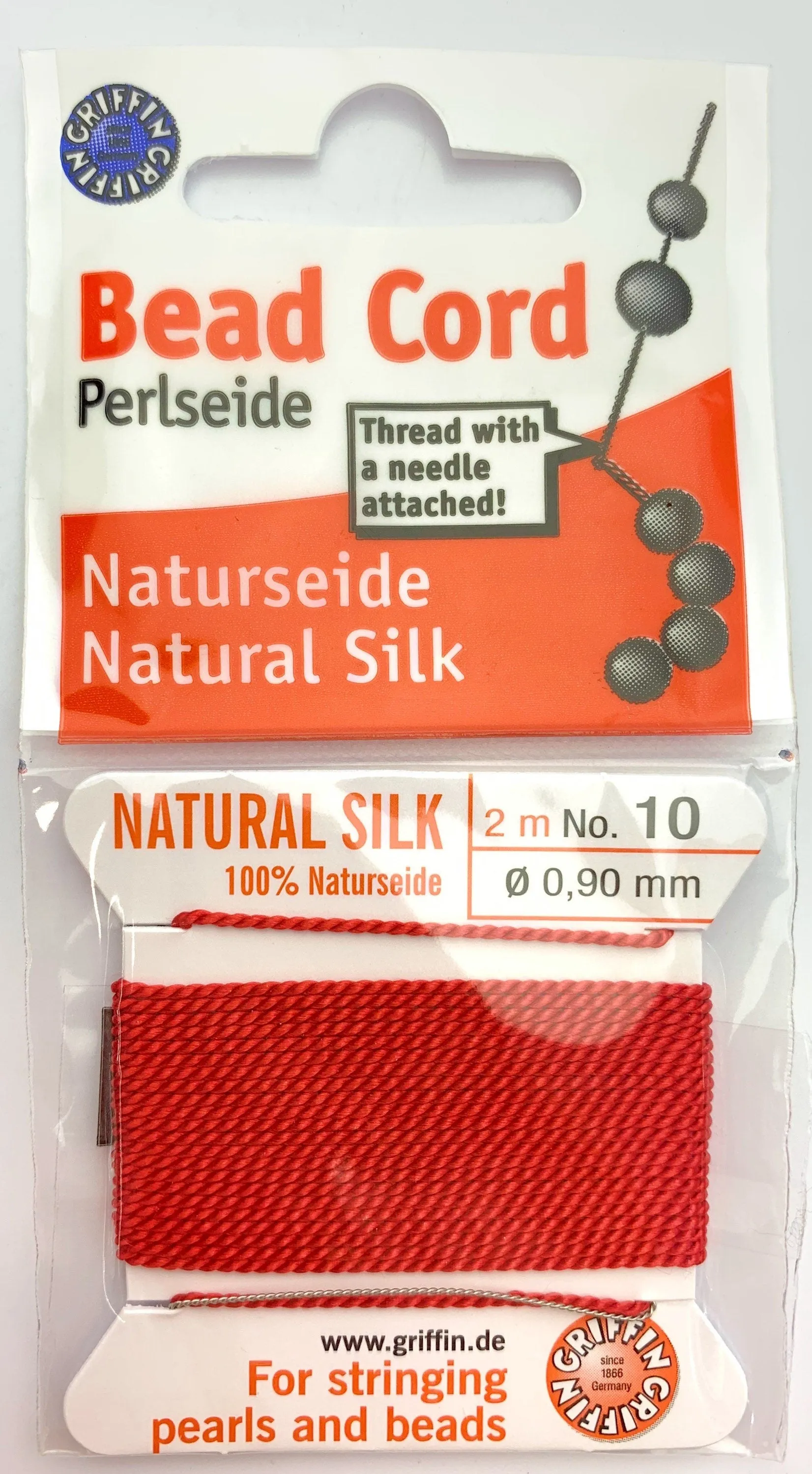 Red Bead Cord - Perlseide