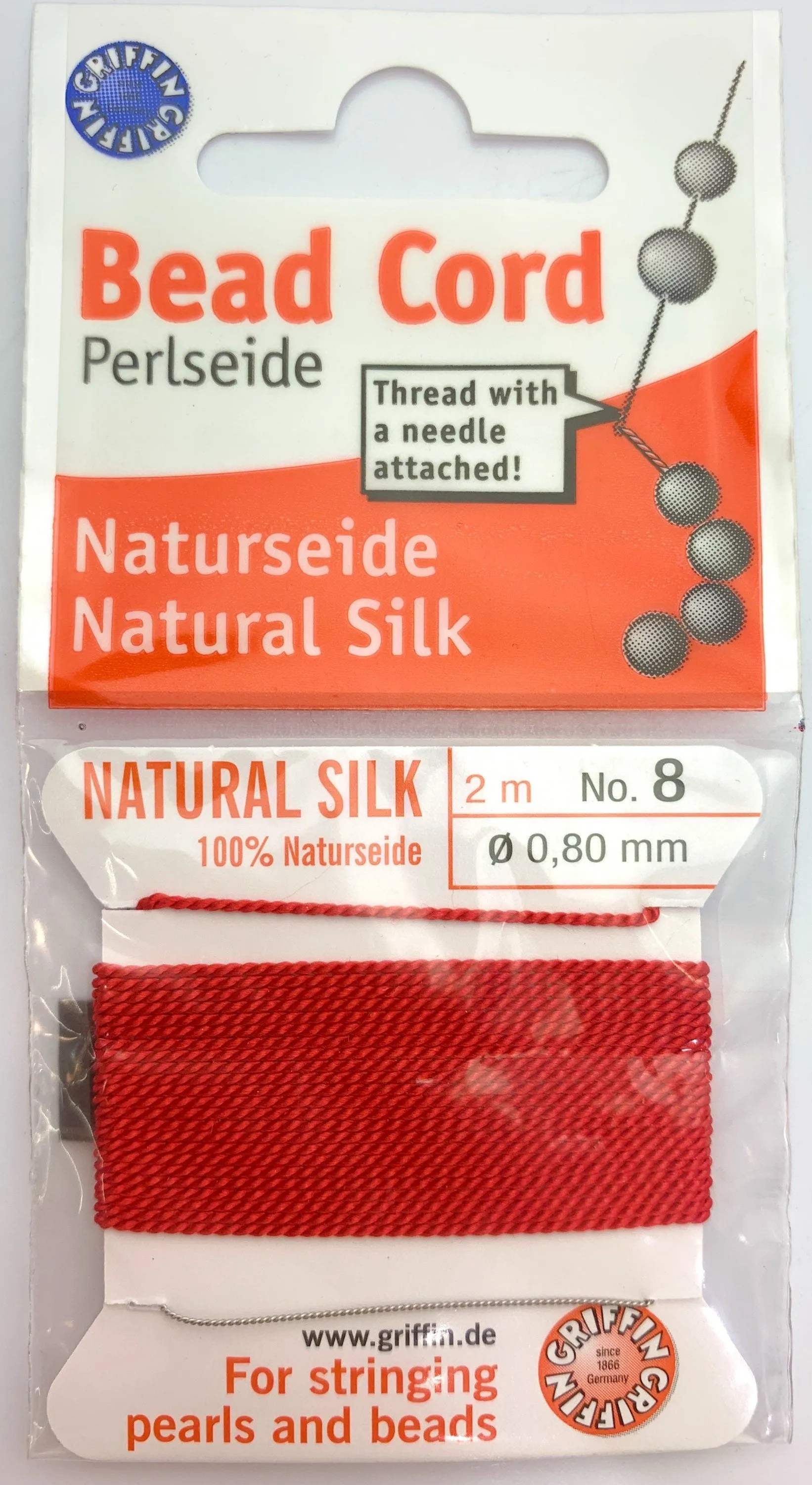 Red Bead Cord - Perlseide
