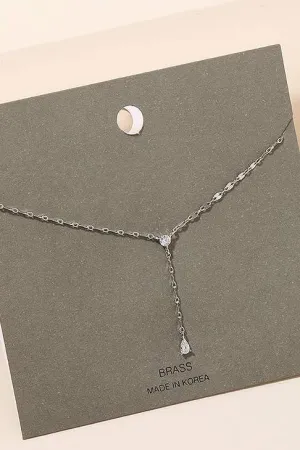 Rhinestone Stud Chain Link Y Necklace