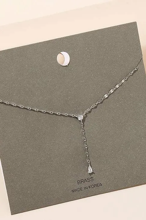 Rhinestone Stud Chain Link Y Necklace